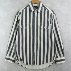 画像1: 90's GAP ストライプ柄 コットンツイルシャツ S (1)