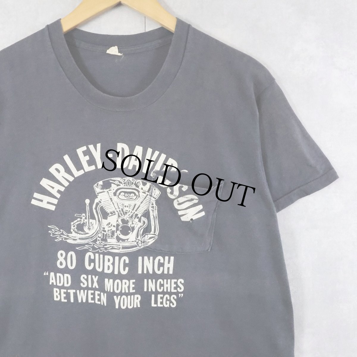 画像1: 80's Harley-Davidson "80 CUBIC INCH" プリント ポケットTシャツ XL (1)