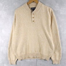 画像1: 90's LANDS' END USA製 ヘンリーネック コットンニットセーター M (1)