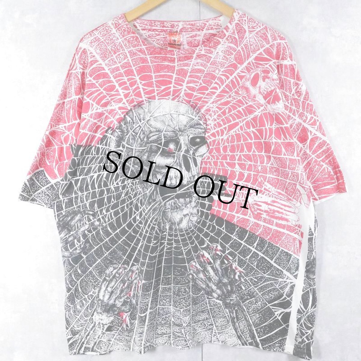 画像1: 90's〜 Morbid Rags "Skull × Spider Web" 大判プリントTシャツ XL (1)