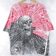 画像1: 90's〜 Morbid Rags "Skull × Spider Web" 大判プリントTシャツ XL (1)
