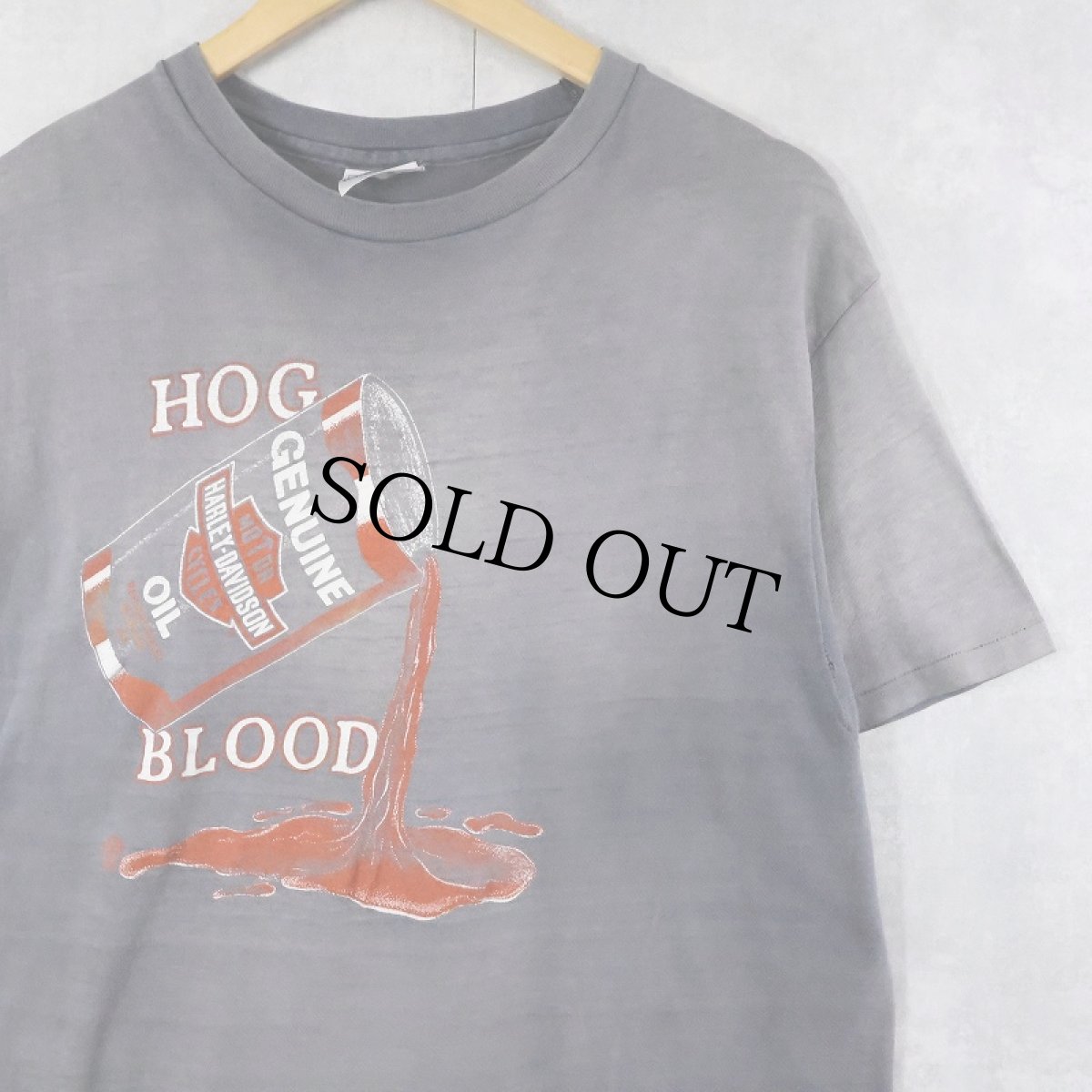 画像1: 80's Harley-Davidson USA製 "Hogs Blood" プリントTシャツ XL (1)