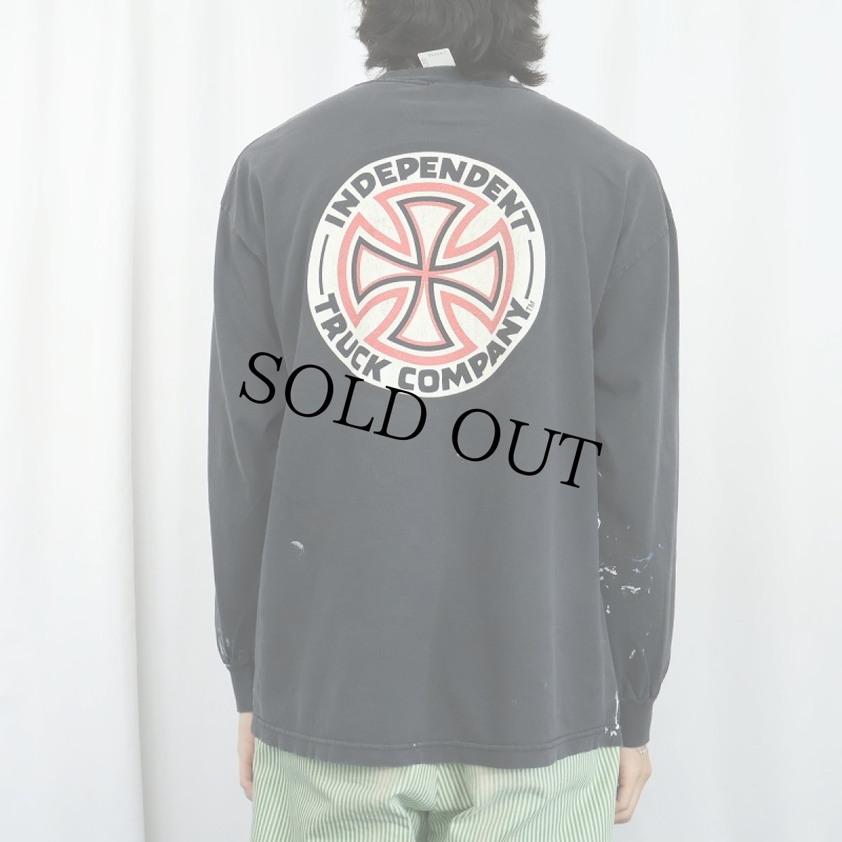 画像4: 2000's INDEPENDENT ペンキペイント ロゴプリントTシャツ BLACK XL (4)