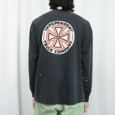 画像4: 2000's INDEPENDENT ペンキペイント ロゴプリントTシャツ BLACK XL (4)