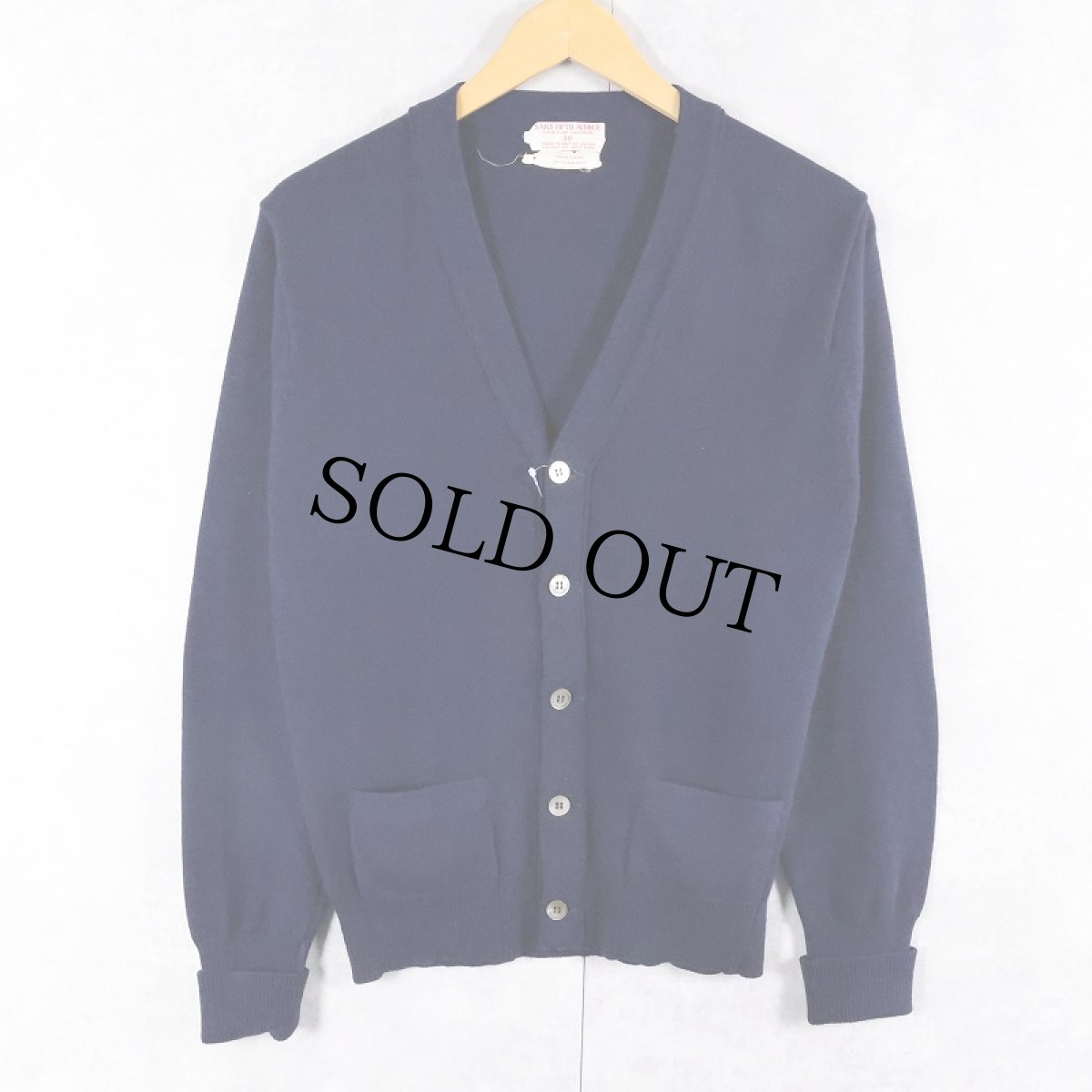 画像1: 【SALE】 60〜70's SAKS FIFTH AVENUE カシミアニットカーディガン NAVY SIZE38 (1)