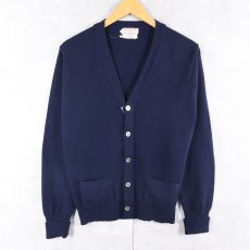 画像1: 60〜70's SAKS FIFTH AVENUE カシミアニットカーディガン NAVY SIZE38 (1)