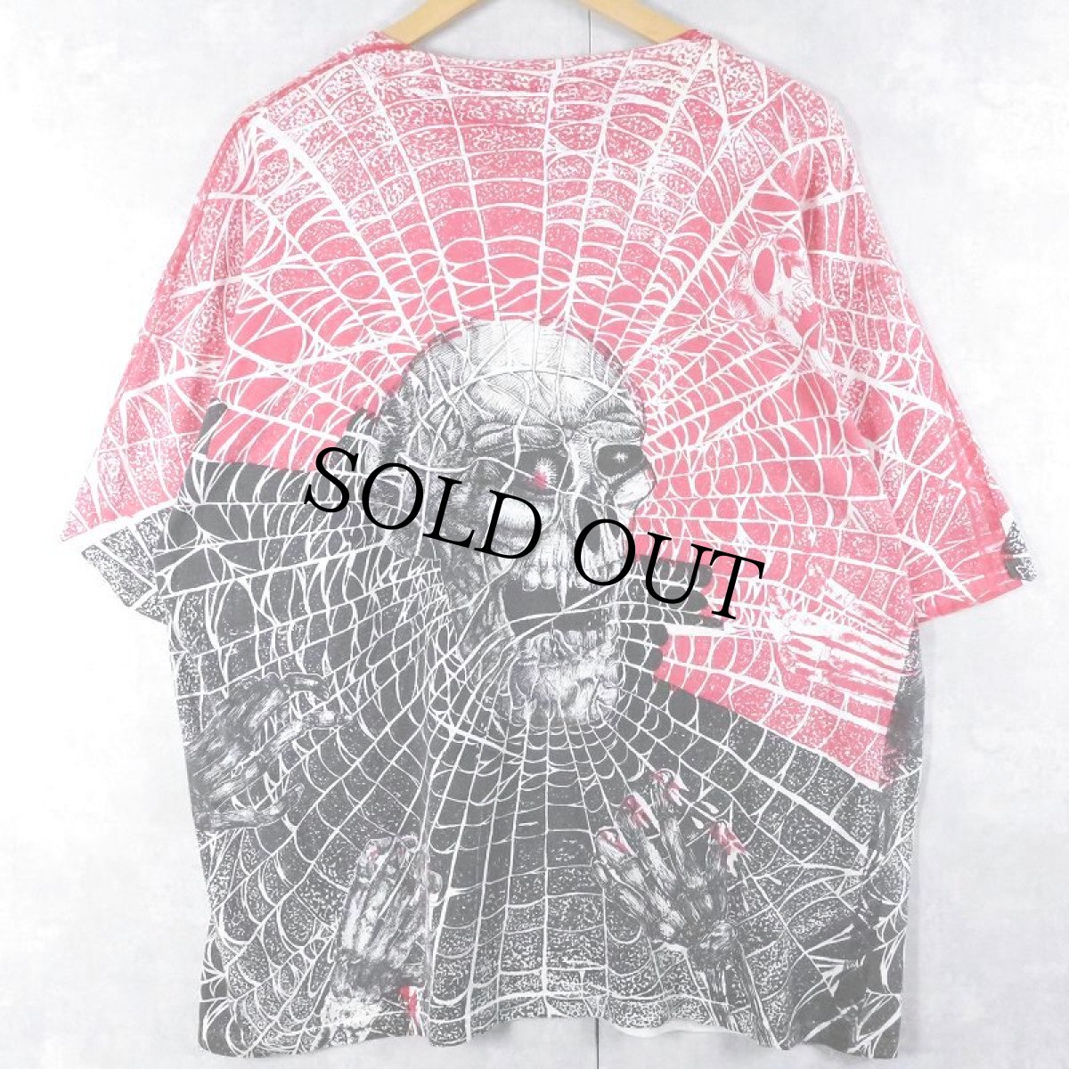 画像2: 90's〜 Morbid Rags "Skull × Spider Web" 大判プリントTシャツ XL (2)