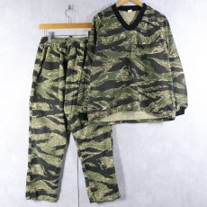 画像1: 70's〜 USA製 タイガーストライプカモ柄 プルオーバーカットソー / パンツ SETUP S (1)