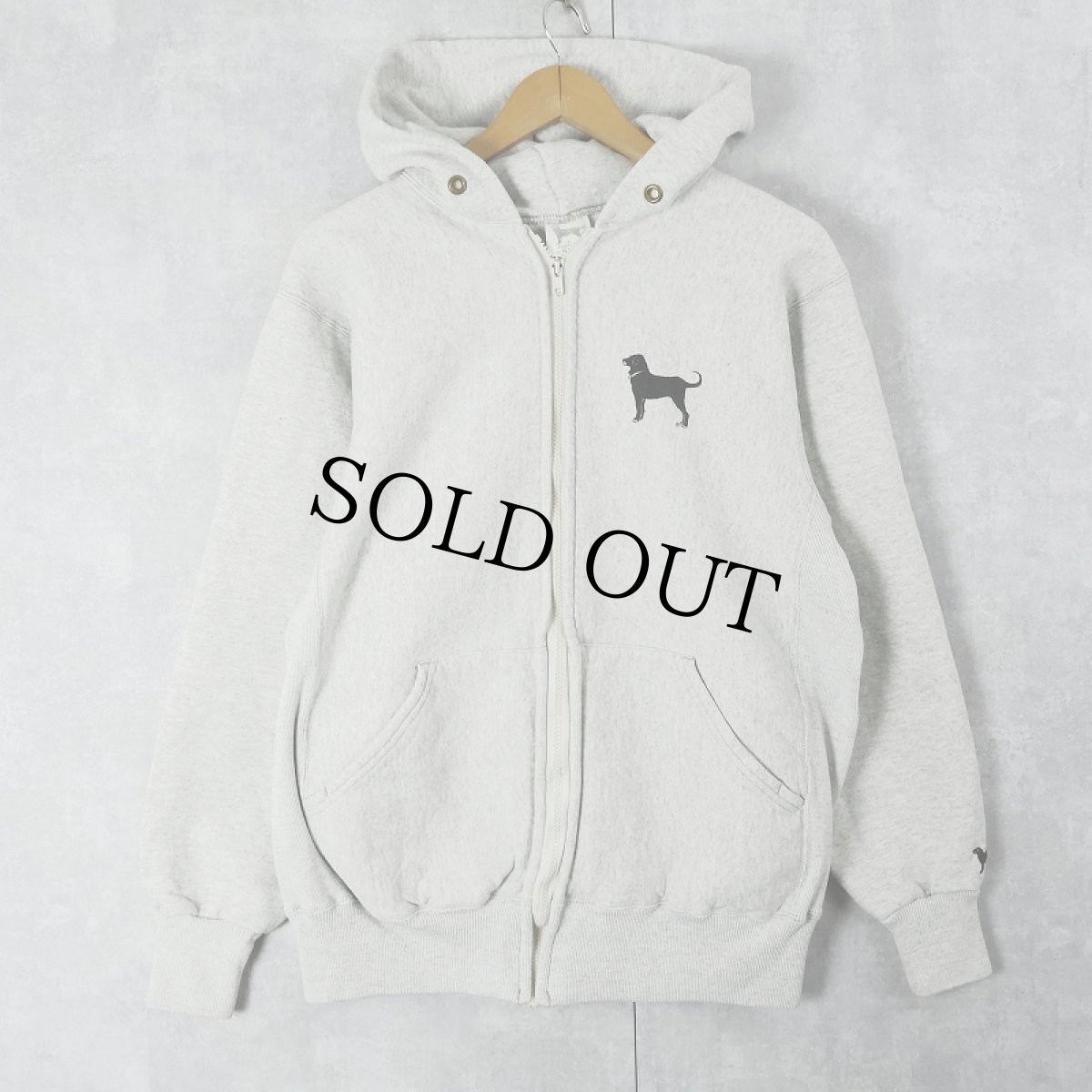 画像1: 90's The Black Dog USA製 REVERSE WEAVE TYPE 犬プリント スウェットジップパーカー L (1)