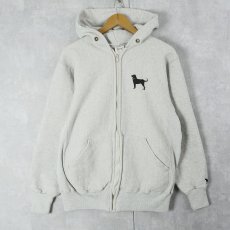画像1: 90's The Black Dog USA製 REVERSE WEAVE TYPE 犬プリント スウェットジップパーカー L (1)