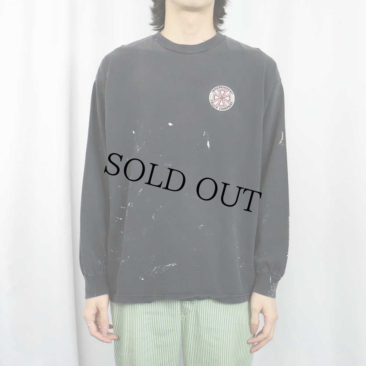 画像3: 2000's INDEPENDENT ペンキペイント ロゴプリントTシャツ BLACK XL (3)