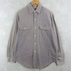 画像1: 60〜70's ヒッコリーストライプ 猫目ボタン ワークシャツ (1)