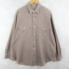 画像1: 60〜70's ヒッコリーストライプ 猫目ボタン ワークシャツ (1)