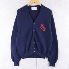 画像1: 60〜70's ROBERT BRUCE×ARNOLD PALMER "VMB" 刺繡入り アルパカウール ニットカーディガン NAVY L (1)