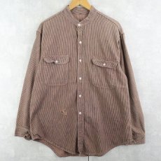 画像1: 60〜70's ヒッコリーストライプ バンドカラー ワークシャツ (1)