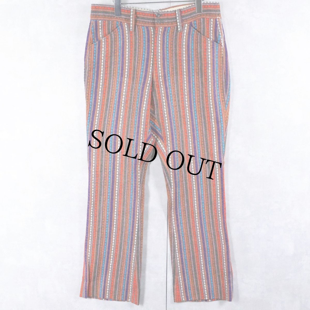 画像1: 70's mach II by ARROW 柄織り ブーツカットパンツ W34 (1)