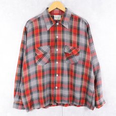 画像1: 60's Alexander's チェック柄 レーヨンシャツ XL (1)