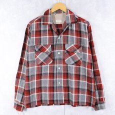 画像1: 60's チェック柄 アクリル×ウールオープンカラーシャツ (1)