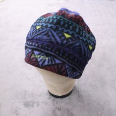 画像2: 90's Patagonia USA製 総柄 フリースキャップ (2)