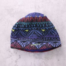 画像1: 90's Patagonia USA製 総柄 フリースキャップ (1)