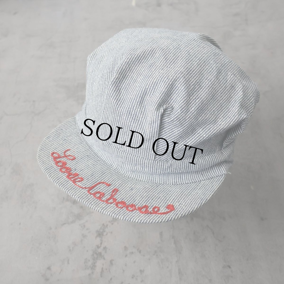 画像1: 60〜70's J HATS チェーン刺繡入り ヒッコリーストライプ デニムワークキャップ SIZE58 (1)