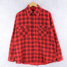 画像1: 70's オンブレーチェック柄 プリントネルシャツ (1)
