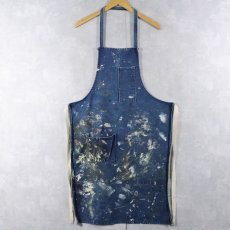 画像1: VINTAGE 耳付き ペンキペイント デニムエプロン (1)