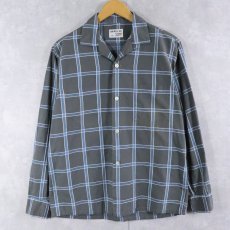 画像1: 60's AIRMAN NI チェック柄 コットンオープンカラーシャツ M (1)