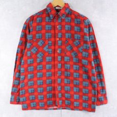 画像1: 80's SAUGATUCK チェック柄 プリントネルシャツ M (1)