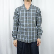 画像2: 60's AIRMAN NI チェック柄 コットンオープンカラーシャツ M (2)