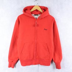 画像2: 90's CAMBER USA製 "CUTTERS" 刺繍入り 裏サーマル スウェットジップパーカー S (2)