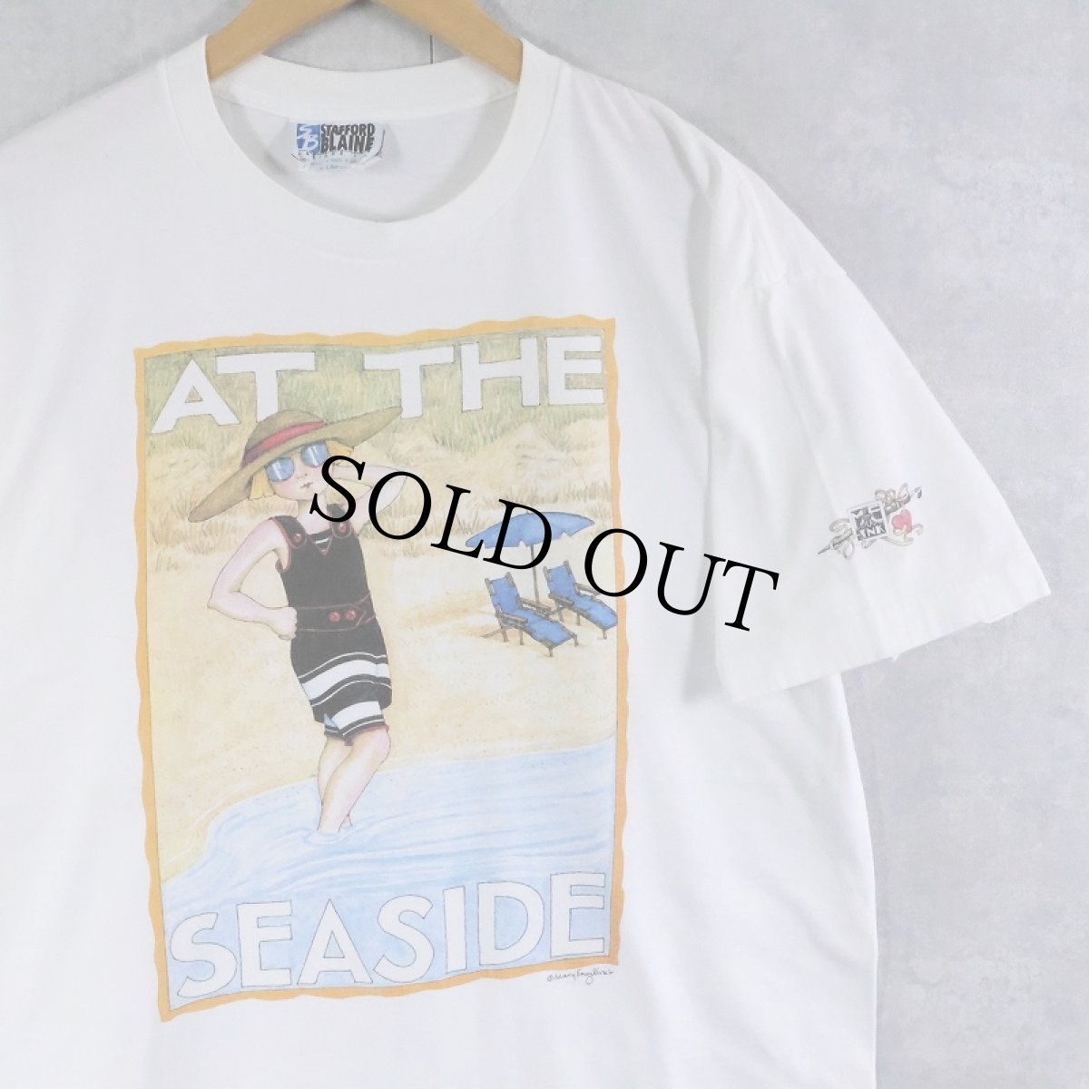 画像1: 90's Mary Engelbreit USA製 "AT THE SEASIDE" イラストプリントTシャツ XL (1)