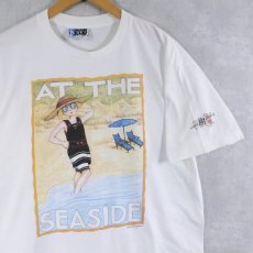 画像1: 90's Mary Engelbreit USA製 "AT THE SEASIDE" イラストプリントTシャツ XL (1)