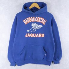 画像1: 90's RUSSELL ATHLETIC USA製 "MADISON CENTRAL JAGUARS" ウイングフットプリントスウェットフーディー L (1)