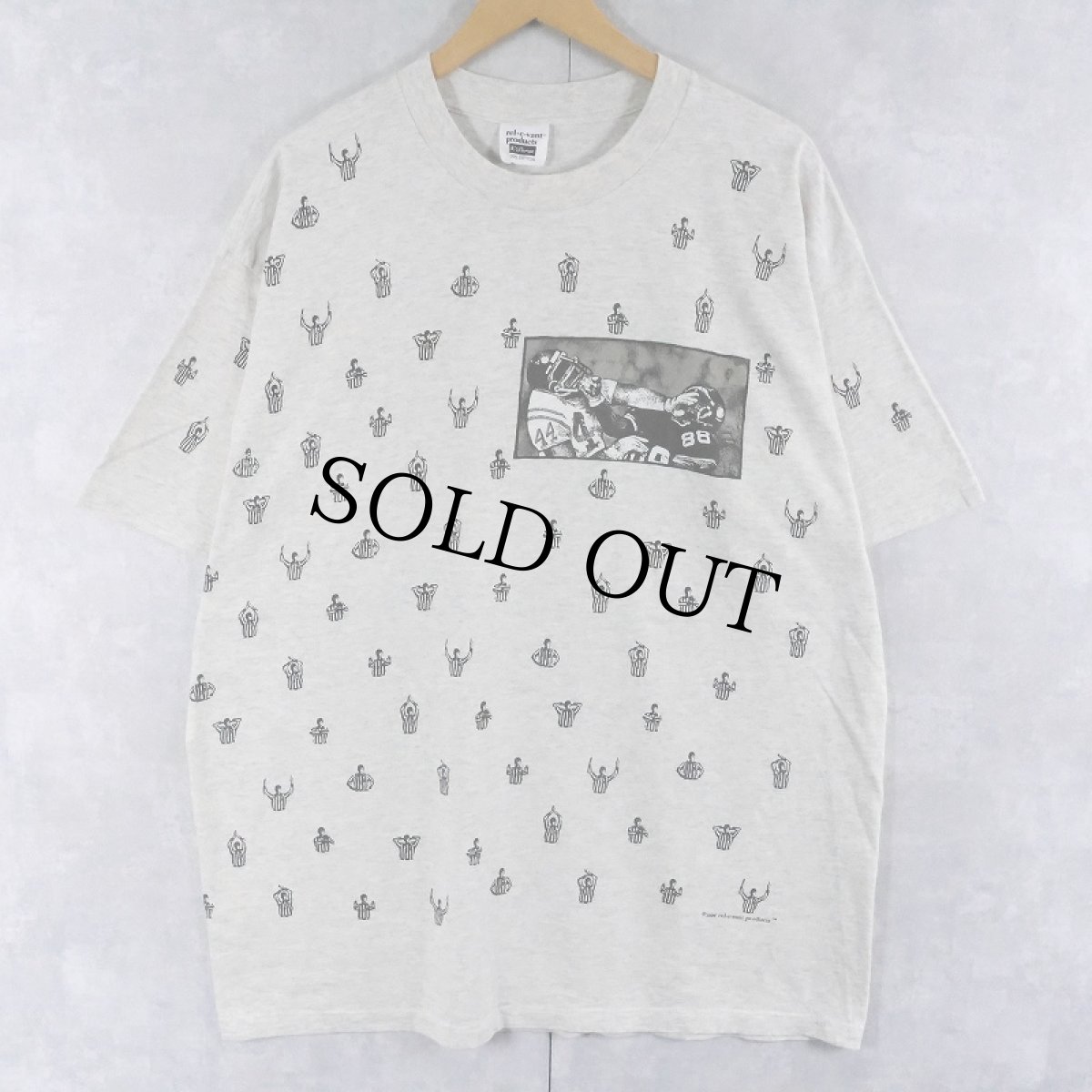 画像1: 90's rel-e-vant products USA製 レフェリー柄 マルチプリントTシャツ XL (1)