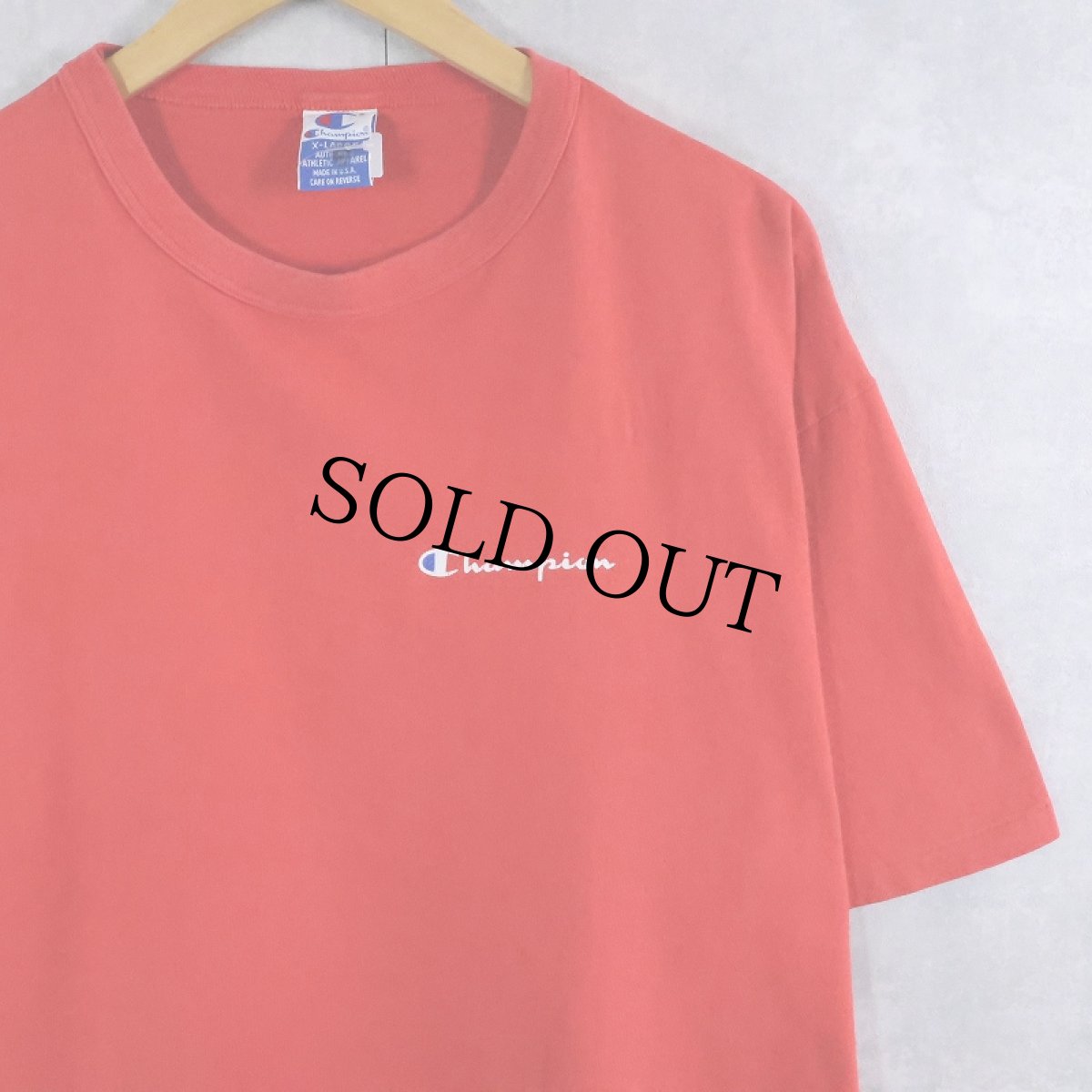 画像1: 90's Champion USA製 青刺繍タグ 後期 ロゴプリントTシャツ XL (1)