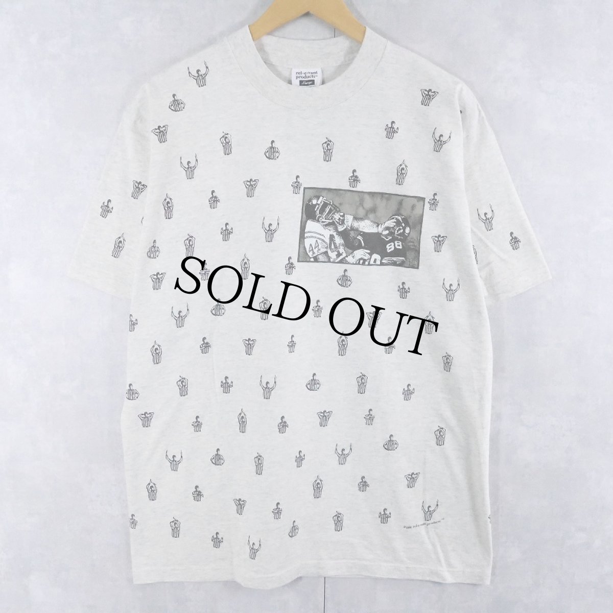 画像1: 90's rel-e-vant products USA製 レフェリー柄 マルチプリントTシャツ L (1)