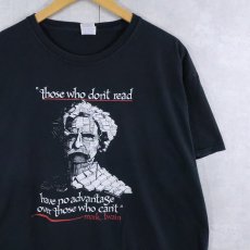 画像1: 90's Mark Twain "those who don't read..." 小説家名言プリントTシャツ XL (1)
