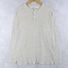 画像1: 90's L.L.Bean USA製 "RIVER DRIVER'S SHIRT" 猫目ボタン ヘンリーネック 2レイヤーロンT L (1)