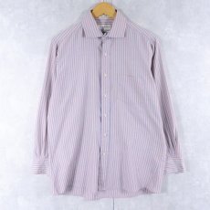 画像1: Calvin Klein ストライプ柄 コットンポリシャツ SIZE15 1/2 (1)