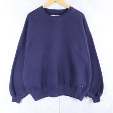 画像1: 90's RUSSELL ATHLETIC USA製 "HIGH COTTON" 前V 無地スウェット NAVY XXL (1)