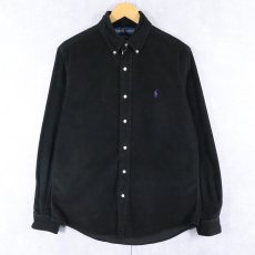 画像1: Ralph Lauren "CUSTOM FIT" ロゴ刺繍 コーデュロイ ボタンダウンシャツ BLACK M (1)