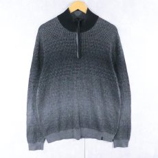 画像1: Calvin Klein 総柄 グラデーション ハーフジップ コットン×モダールニットセーター L (1)