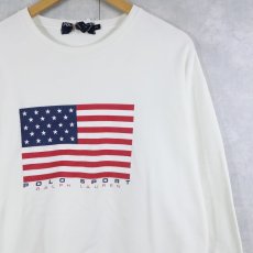 画像1: 90's POLO SPORT Ralph Lauren  星条旗柄 プリントスウェット M (1)