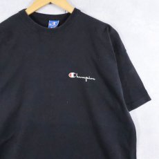 画像1: 80〜90's Champion USA製 青刺繍タグ 中期 ロゴプリントTシャツ BLACK XL  (1)