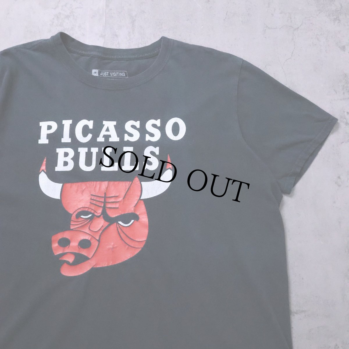 画像1: PICASSO BULLS NBAチーム パロディプリントTシャツ BLACK L (1)