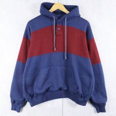 画像1: 90's OPEN TRAILS 裏サーマル ヘンリーネックスウェットフーディー L (1)