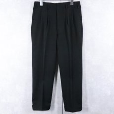 画像3: 50〜60's JAPAN製 2タック ウールスラックス BLACK W31 (3)