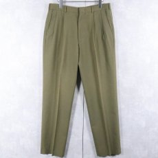 画像2: 90's LANDS' END USA製 2タック ウールスラックス W32 (2)
