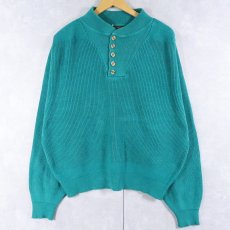画像1: 80〜90's Eddie Bauer USA製 ヘンリーネック コットンニットセーター L (1)